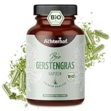 Gerstengras Kapseln Bio 180 Stück | 3000mg je Tagesdosis | fein gemahlenes Gerstengras im Kapsel-Format | aus kontrolliert biologischem Anbau | ohne Zusätze | vegane Kapselhülle | vom Achterhof