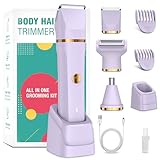 Haartrimmer Intimbereich Damen | 3-in-1 Elektrorasierer Lila für Bikinizone, Beine & Körper | IPX7 Wasserdicht mit Nass/Trocken-Rasur | 3 Aufsätze & Präzision | Wiederaufladbar, Schmerzfre