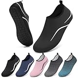 VOLHAL Wasserschuhe Herren Badeschuhe Damen Strandschuhe Schwimmschuhe Surfschuhe Aquaschuhe Breathable Schnelltrockend Schuhe Beach Pool Surfen Unisex(787 Linien in Schwarz 43 EU)