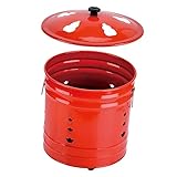 VINTORKY Emaillierter Verbrennungsbehälter für Garten Robuster Outdoor Incinerator für Papier Abfälle und Laub Vielseitig Einsetzbar für Haus und Design für Langanhaltende Nutzung