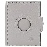 VON HEESEN Airtag Slim Wallet mit Münzfach & RFID-Schutz - Airtag Portmonee Herren klein aus echtem Leder - Mini Geldbörse - Kreditkartenetui Kartenetui - Portemonnaie Geldbeutel Grau