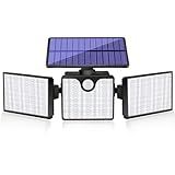 Tbest Solarleuchten für die Außenberich, Wandleuchte mit Bewegungsmelder, Wasserdichter FlutLichter für Haus, Garten, Garage, Hinterhof, Solarbetrieben, Einfache -Installation, Installation,