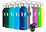 Super Sparrow Trinkflasche Edelstahl - 500ml - Auslaufsicher Thermoskanne, BPA-Frei Wasserflasche - Kohlensäure Thermosflasche für Kinder, Sprudel, Sport, Uni, Schule, Fitness, Outdoor, Camping