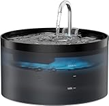 BEMOONY Katzenbrunnen, 3.2L Trinkbrunnen für Katze, Katzenbrunnen für Katzen leise Pumpe mit Led, Tiefenfilterung, Durchsichtiger Wassertank, Geeignet für Haushalte mit Mehreren Haustieren, Schwarz
