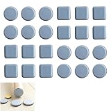 24 Stück Möbelgleiter, Teflongleiter, PTFE Teflon Quadrat Selbstklebende Möbelschieber, Stuhlgleiter, Teflongleiter Selbstklebend Für Schwere Möbel(Quadrat Und Runde)