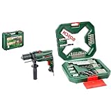 Bosch Home and Garden Bosch Schlagbohrmaschine EasyImpact 630 (630 Watt, im Koffer) + 34tlg. X-Line Classic Schrauber und Bohrer Set (Holz, Stein und Metall, Zubehör Bohrmaschine)