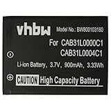 vhbw Akku kompatibel mit Alcatel One Touch A382G, OT-155, OT-22.00, OT-22.00D, OT-282, OT-282X, OT-3040 Handy Smartphone Telefon (900mAh, Li-Ion)