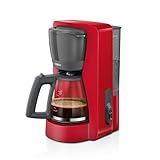 Bosch Filterkaffeemaschine MyMoment TKA2M114, Glaskanne 1,25 L, für 10-15 Tassen, 40min Warmhaltefunktion, Tropfstopp, schwenkbarer Filterträger, abnehmbarer Wassertank, 1200 Watt, Rot matt