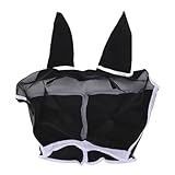Fockety Pferdefliegermaske, Atmungsaktive Mesh -Gesichtsbedeckung mit Ohrenschutz für Pferde, Leichte Polyethylenfaser für Sommer -Reittraining Equestrian (L)