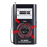 FM-Radio AM – Tragbares Radio AM FM mit Batterien, Analog-Empfang, einfach für Reisen, Camping, Musik- und Wetterinformationen