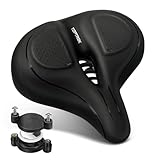 toptrek Fahrradsattel Herren Damen bequem Weich mit AirTag Groove, Fahrrad Sattel Atmungsaktiv und Größere Abmessungen, Fahrradsitz für MTB/Trekkingrad/Cityrad, mit Wasserdichter Fahrradsättel Überzug