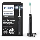 Philips Sonicare 3100 elektrische Zahnbürste, Schallzahnbürste, Andruckkotrolle und Timer, Schwarz, HX3671/14