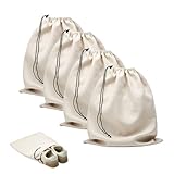Schuhtaschen 4 Stück für Reise Schuhbeutel für Herren Damen, Schuhsack mit Kordelzug, 45×35cm, Waschbar & Wiederverwendbar, Faltbar&Stabil Staubbeutel für Travel, Sport, Camping und Aufbewahrung Beige