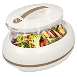 Eleganter Großer Ovaler Thermobehälter- Deckel handlich zu öffnen - 3 liter Luxus Hot Pot/Kühler -Thermal Servierschüssel für Buffet/Partys-Edelstahl Hot Food Container- Elfenbein