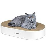 Furjoy Katzen Kratzbrett, 63 x 35 x 10 cm, Ovale Kratzmöbel, Kratzmatte, Lounge, Kratzschale für Katzen mit Katzenminze [ Home Clean Design mit Kratzbox]