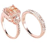 Warmhm Roségold Partner Ringe aus Legierung Modische Verlobungsringe für Frauen 18K Schmuckring Satz Größe 6 Trauringe für Hochzeit und Jubiläum