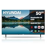 Hyundai Smart TV TFT 50 HTV5000UA Ultra HD DVBT2-S2 E Schwarz Android 13.0 Fernbedienung mit Direktzugriff auf Conex Apps