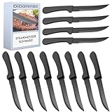 Didarenba Steakmesser schwarz 12 Stück Gesamtgröße 22 cm spülmaschinenfest steak messer schwarz