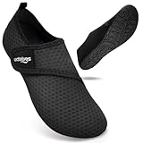 WateLves Badeschuhe Wasserschuhe Herren Damen Schwimmschuhe Strandschuhe Aquaschuhe Schnell Trocknend Breathable Surfschuhe Beach Pool Unisex（Schneeflocke schwarz 50/51）