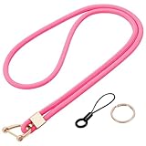 Vicloon Schlüsselband Lang, Nylon Lanyards mit karabiner, Schlüsselbänder Umhängebänder mit Drehbarem Metallclip Abnehmbare Neck Lanyard Langes Handgelenk Paracord(Rosa)