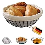 Obstschale schwarz mit Brötchenkorb aus 100% Baumwolle (Ø 24 cm) - Obstkorb und Brotkörbchen, Brotkorb Modern Design, Obstschale im modernen Stil, Brotkorb Stoff, Brotkorb Schwarz, Bread Basket