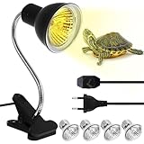 Schildkröte Wärmelampe, E27 UVA UVB Reptilien Terrarium Lampe mit Temperaturregelung, 25 W 50 W Wärmelampe Schildkröten mit 360° Schwenkklemme, Wärmespotlampe für Reptilien, Eidechsen, schildkröten