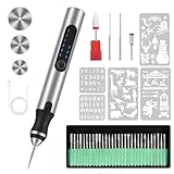 Weinsamkeit Elektrische Gravierstift, Kabellos Gravur Werkzeug Kit mit 37 Bits, USB Wiederaufladierbar Gravur Gerät Tragbar Gravurstift Multifunktionswerkzeug für Glas, Holz, Stein, Keramik, Schmuck