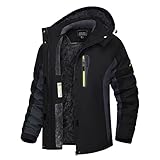 TACVASEN Skijacke Damen Warm Winterjacke Wasserdicht Atmungsaktiv Fleece Softshelljacke Outdoor Funktionsjacke mit Kapuzen Schwarz Grau M