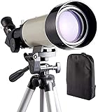 RajoNN Outdoor-Teleskop, Teleskop für Kinder, Erwachsene und Anfänger, astronomisches Refraktor-Teleskop mit 70 mm Öffnung und 400 mm, tragbares Reiseteleskop mit verstellbarem Stativ (Paket 2 A)