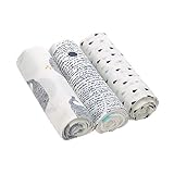 LÄSSIG Baby Mulltuch Spucktuch Puckdecke 3er Set Baumwolle 80 x 80 cm/ Heavenly soft Swaddle L Little Water Whale