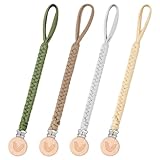 CLDY Baby Schnullerkette Clip, Schnullerkette Junge, Schnullerkette mädchen, Schnullerkette Stoff, Cup Catcher, Trinkbecher Halteriemen für Kinderwagen/Babytrage/Autositz, Schnullerband (4 Pack)