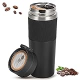 Yuirshion Thermobecher 500ML Edelsthal Vakum Kaffeebecher to go,Coffee Mug Doppelwandig Reisebecher Isolierbecher Für Kaffee, Tee und Kaltgetränke (Schwarz)