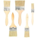 Flachpinsel 5er Set – Malerpinsel & Lackpinsel mit Holzgriff (25.4/38.1/50.8/63.5/76.2 mm), Pinsel breit für Lasur, Beize, Kleber – ideal als Lasurpinsel & Pinsel Holzlasur