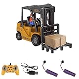 Mostop Ferngesteuerter Gabelstapler Spielzeug, 1/24 Rc Gabelstapler Spielzeug, mit Boxen/Ton- und Lichtspray, Zwei wiederaufladbare Batterien & Ladegerät, Technik Auto Junge Geschenk
