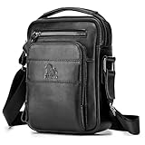 BAIGIO Leder Umhängetasche Herren Schultertasche Vintage Männer Tasche Crossbody Bag Herrentasche zum Umhängen Ledertasche mit Verstellbarem Gurt für Business Arbeit Reise