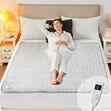CELESTA Wärmeunterbett 150x80cm, Heizdecke mit 5 Temperaturstufen & 10h Timer, LED-Controller, waschbare Decke aus weichem Flauschstoff, atmungsaktiv in Grau