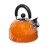 Milestone Camping-Pfeifkessel Edelstahl Wasserkocher | 2 Liter | Orange | Pfeifender Wasserkocher, Teekanne, Kaffeekanne, für drinnen und draußen, Camping, Wandern, Picknick