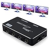 Rensaday HDMI 1x4 Splitter 4K@60Hz mit EDID Auto-Sync & HDCP 2.2, für PS5/Xbox - Stabiles Signal, unterbrechungsfreie Wiedergabe auf 4 Monitoren