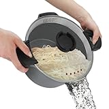 ROSSETTO Nudeltopf 28 cm Nudeltopf mit verschließbarem Deckel 8 Liter Spaghetti-Topf Glasdeckel Antihaftbeschichtung leicht zu reinigen Gesundes Kochen