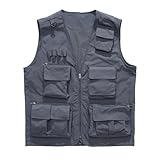 Celanisai Herren Outdoor Weste mit Mehreren Taschen Leicht Anglerweste Outdoor Camping Fotografie Freizeitweste Atmungsaktiv Ärmellos Jacke für Fotografie Angeln Einfarbige Locker Wanderweste
