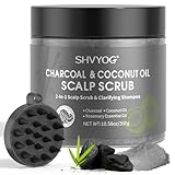 Kopfhautpeeling mit Bambuskohle, Kokosnussöl und Teebaumöl | Peeling-Behandlung für Haar und Kopfhaut zur Entgiftung, gegen Schuppen und Ablagerungen | Kopfhautpeeling, 10,58 oz
