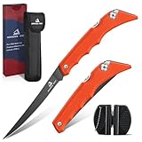 DRAGON RIOT Filetiermesser Fisch Profi, Angelmesser Klappbar, Edelstahl Fischmesser mit Anti-Rutsch-Griff, Fischmesser Angeln, Outdoor-Messer für Fisch und Fleisch