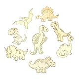 PartyKindom 8 Stück Teiliges Unbemalte Holz Dinosaurier Ausschnitte Robuste DIY Bastelmaterialien mit Niedlichem Cartoon Design Natürliche Holzqualität Sicher und Langlebig für Kinderhandwerk