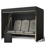 Lohofrnny Hollywoodschaukel Abdeckung 3-4 Sitzer, 220x135x170cm Wasserdicht Winddicht Schutzhülle, Schwerlast Reißfest 600D Oxford Gewebe Schutzhülle für Gartenschaukel, Gartenmöbel (Schwarz)