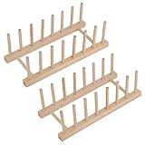 Kssvzz Abtropfgestell, Tellerhalter und Deckelhalter, 2er Set Tellerständer aus umweltfreundlichem Kiefernholz, Plate Holder und Dish Drying Rack für bis zu 7 Teller und Topfdeckel Aller Größen