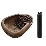 MIGAKU HOME Kaffeebohnen-Dosierbecher & RDT-Sprühflaschen-Set, Walnussholz, Espresso-Zubehör-Set mit statischem Reduktionsspray, Präzisionsmesstablett für Kaffee/Tee, Kaffee-Bar-Essentials