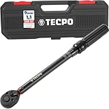 TECPO Drehmomentschlüssel 1/4' Werkstatt-Profi 10-50 Nm, Hebel-Umschaltknarre Klicksignal, Schiebearretierung zur Fixierung, kalibriert mit ±4% Genauigkeit, 320 mm lang, Kiloschlüssel, KFZ Schlüssel