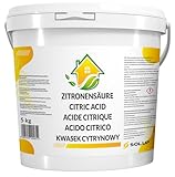 SOLUP Zitronensäure Pulver 5kg I Citronensäure Zitronensäure Lebensmittelqualität I Citric Acid Powder I Citronensäure Pulver Rein I Zitronenpulver zum Kochen zum Putzen natural Entkalker (5 kg)