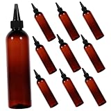 TEHAUX 10 Stück Nachfüllbare Reise Duschflaschen 250ml Braun mit schmaler Öffnung Kunststoff Lotionspender für Shampoo und Bodylotion Leicht und Kompakt für Hotel und Reisen