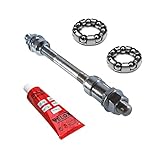 cyclingcolors KUGELRING 1/4' + HINTERRADACHSE 9.5 x 165 MM + FETT Kugeln Lager Achse MASSIV Fahrrad Ring NABEN Silber Stahl HINTERRAD KUGELLAGER FAHRRADACHSE